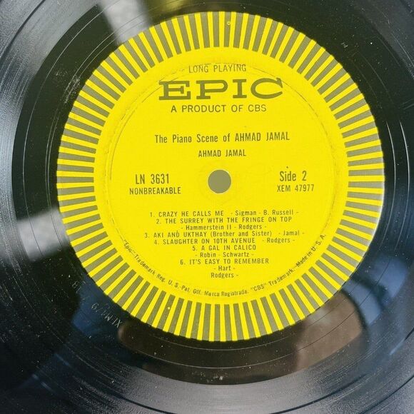 Ahmad Jamal The Piano Scene of Ahmad Jamal LP Vinyl Epic Records LN 3631 Jazz - Picture 8 of 9